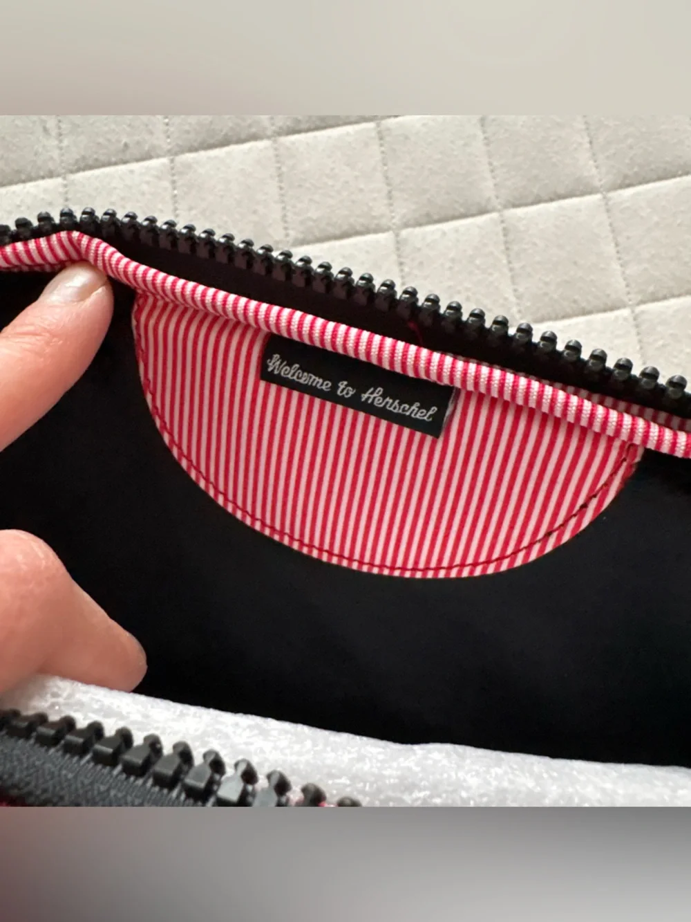 Herschel Red and Black Striped Interior MacBook 12” Case/Pouch